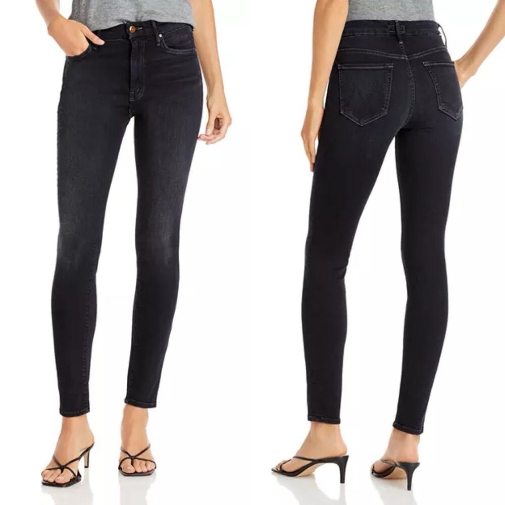 MOTHER Jeans Womens 26 High Waisted Looker Coffee Tea Or Me Denim Dark Blue Wash